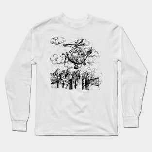 el helicopter (black and white collections) Long Sleeve T-Shirt